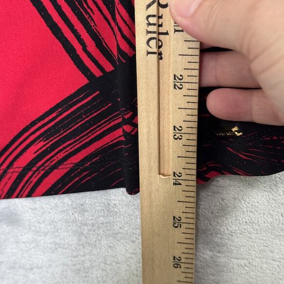 Calvin Klein Tank Top Womens Large Red Black Abstract Sleeveless Blouse Stretch - Picture 10 of 10